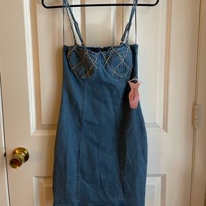 Faux Denim Body Con Dress